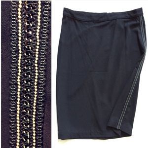 Black pencil skirt with beaded ribbon Holodays NWT